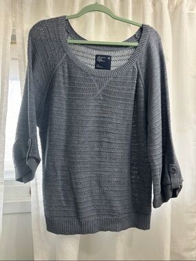 American Eagle Outfitters Charcoal Gray Scoop Neck Knit Sweater